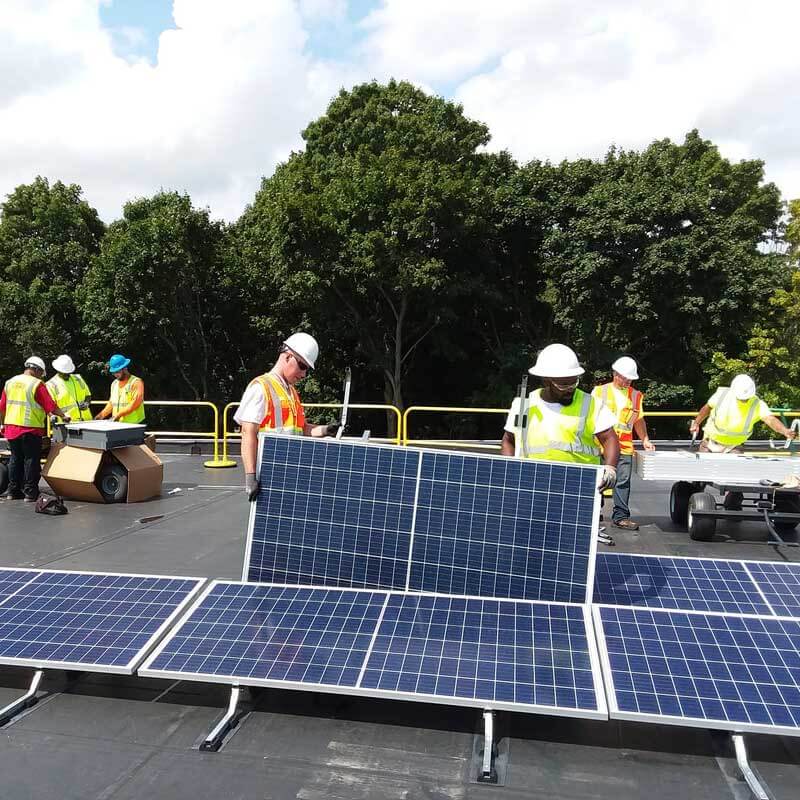 Roof-mounted solar panels at a Target store in Lexington